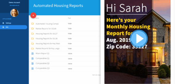 Vedia platform generating personalized automated video housing reports for real estate professionals